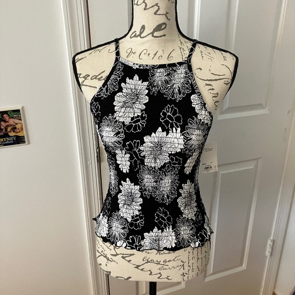SO Tops - NWT! Cute Smocked Floral High-Necked Tank